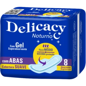 Absorvente Delicacy C/abas Noturno Suave 8un